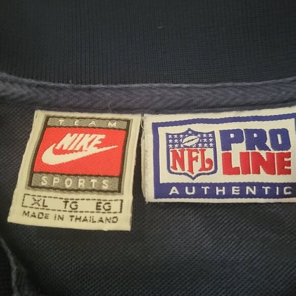 VINTAGE Chicago Bears Shirt Men's XL Blue Nike PRO LINE 1990s Polo NFL Football - Picture 7 of 15